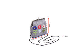 กระเป๋าแฟชั่นป่านขนาดเล็กหรูหราพร้อมทองแดงปักเลื่อมและลูกปัดแก้ว4ดอกไม้เย็บปักถักร้อยสายโซ่ไหล่ - Product Image 3