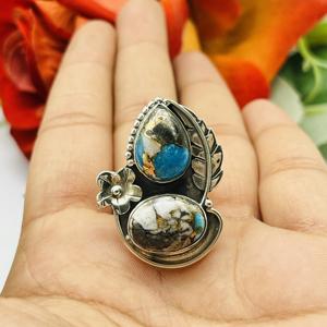 Beautiful Turquoise <b>Ring</b> 925 Sterling Silver <b>Ring</b> Designer <b>Ring</b> Wedding <b>Ring</b> <b>Statement</b> <b>Ring</b> Silver <b>Ring</b> Bohemia <b>Ring</b> Women's Rin - Product Image 6