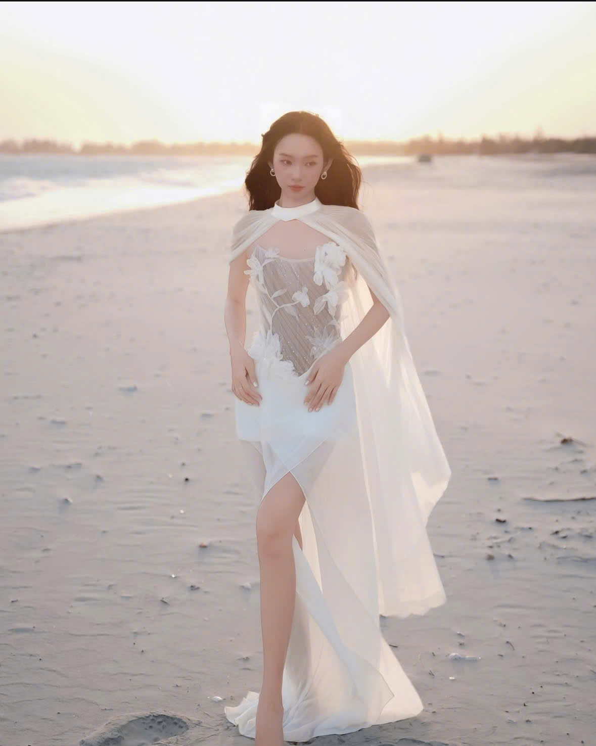 white flowy chiffon dress Photoshoot Dress | Flowy Dress | Satin Dress main image 0