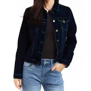 Vente en Gros de Vestes en Denim Bleu à la Mode Vintage Lavé Femmes Jean Col Rabattu - Product Image 1