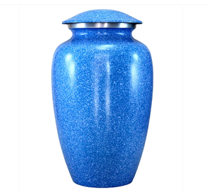 Urna Funeraria de Metal Antigua Azul Hermosa, de Latón/Aluminio, para Cenizas Humanas de Adultos - Product Image 1