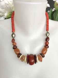 Collar Artesanal para Mujer, Cuentas de Resina de Alta Calidad, Cadena Plateada, Estilo Clásico, Moda India, Aniversarios, Artesanía en Resina - Product Image 5