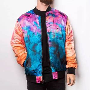 Nouveau blouson aviateur coupe-vent en satin de polyester pour hommes, manteaux décontractés à col montant avec logo avant réversible - Product Image 6