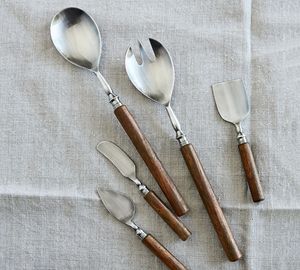 Wholesale Metal Wooden Handle Salad Tool & <b>Cheese</b> <b>Set</b> With Low Price For Restaurants Hotel Dining Table Usage - Product Image 3