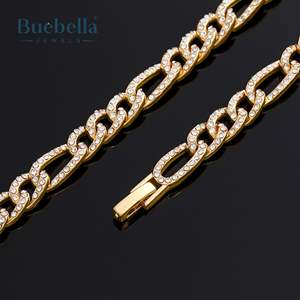 Offre Spéciale 925 argent 14K or 6mm Moissanite diamant glacé Figaro chaîne pour hommes Premium Premium colliers - Product Image 3