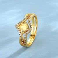 Bague en argent sterling 925 plaqué or 14 carats avec pierre en forme de poire CZ de 8x6 mm, sertie de résine, pour cendres, lait maternel, bijoux commémoratifs DIY