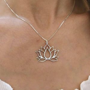 Collier pendentif fleur de lotus en argent sterling 925 bijoux faits à la main - Product Image 2