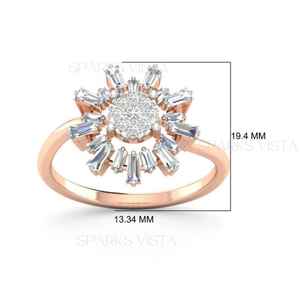 Anillo de Cóctel Hip Hop SPARKS VISTA Personalizable con Moissanita Redonda y Baguette Creada en Laboratorio, Plata de Ley 925 para Bodas y Fiestas - Product Image 4