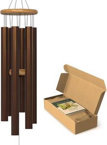 Carillón de viento de 35 "para exteriores en marrón grande: campanas de viento de metal modernas para exteriores, afinadas a mano con tonos bajos profundos calmantes, regalo ideal - Product Image 6
