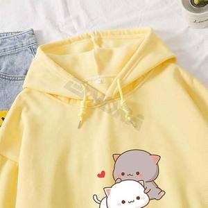 เสื้อสเวตเตอร์ผ้าฝ้ายมีฮู้ดแบบสวมหัวลายกราฟิกมีสไตล์สไตล์เกาหลีสำหรับผู้หญิงใส่สบายทันสมัยใส่ได้หลายโอกาส - Product Image 3