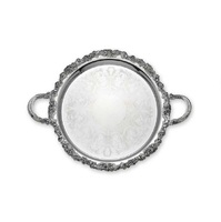 Petit plateau décoratif de luxe en métal de Style arabe personnalisé en acier inoxydable pour servir des aliments et des boissons de forme ronde avec poignées d'utilisation