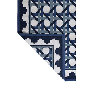 Alfombra Grande de Lana Azul Alhambra 9x12, Tejido Plano para Entrada de Casa o Junto a la Cama-ADWL-13304 - Product Image 5