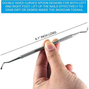 Herramientas de manicura para uñas encarnadas, limas de uñas de doble punta con borde afilado en forma de cuchara, limpiador y recortador de uñas, acero inoxidable de grado quirúrgico - Product Image 3