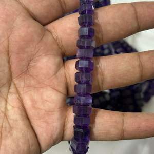 Perles hexagonales facettées en améthyste naturelle de haute qualité, violettes, 8 mm-12 mm, pour la fabrication de bijoux - Product Image 4