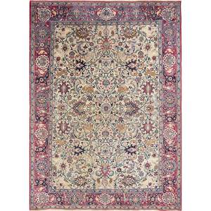 Tapis en laine noués à la main Aalam Luxury Ivory Paem-477, motif floral épais, pour la maison, la salle à manger, l'extérieur, l'hôtel, le bureau, les pique-niques - Product Image 1