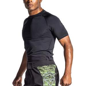 Protège-éruptions cutanées solides à manches courtes BJJ Rashguards Conception de panneau personnalisée Anti-UV MMA Rashguard Dernière couleur unie - Product Image 3