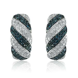 High Quality 1.40 Ct round Natural White Blue Diamond <b>Huggie</b> Earrings 925 <b>Silver</b> Women's Gift for Wedding and Party - Product Image 3