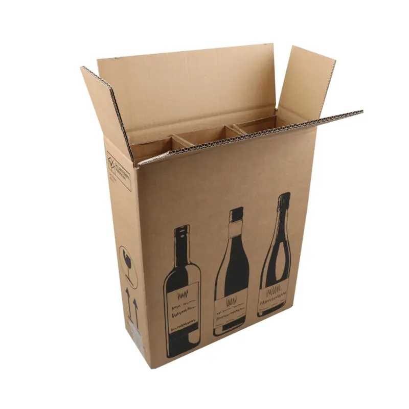 Caja de cartón móvil para botellas de vino, impresión personalizada, papel corrugado de una sola pared, para latas de cerveza