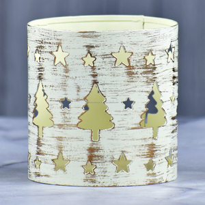 Ensemble de 2 lampes votives en fer de créateur, enduit de poudre d'or noir, décoration de Noël en métal argenté, ambiance de vie en bois - Product Image 4