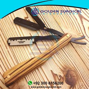 Rasoir à lame droite avec lames remplaçables, manche en bois pour salon de coiffure et usage domestique - Product Image 6