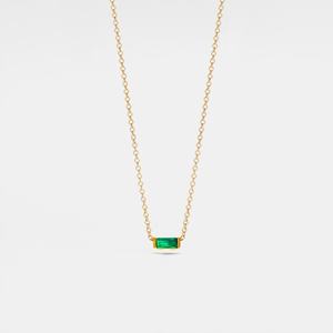 สร้อยคอจี้เพชรทรงบาแกตต์ประดับมรกต เงินแท้ 925 ชุบทอง 14K สร้อยคอแบบเลเยอร์สั่งทำได้ ของขวัญเครื่องประดับมิตรภาพ - Product Image 4