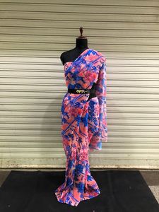 Georgette-Saree estampado de alta calidad para mujer, blusa triturada y cinturón Sabyasachi, de proveedor indio de alta calidad - Product Image 3