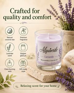 Lavender Scented <b>Candle</b> <b>Coconut</b> Wax Glass Jar Fragrance <b>Candle</b> Floral Home Decor Gift - Product Image 5