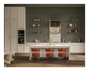 Gabinetes de cocina personalizados de diseño moderno de lujo de alta calidad clásico blanco en forma de L con fregadero gabinete de cocina listo para usar - Product Image 5