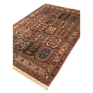 Tapis en laine noués à la main Nuray, géométriques, 9x12, rectangulaires abstraits pour la maison, pour le salon ou la chambre - Pae-5066 en rouge et orange - Product Image 2