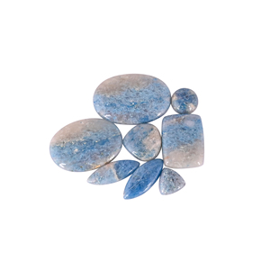 Lot de 8 cabochons en trolite bleue naturelle de qualité AA, faits à la main, formes mixtes, 26 grammes, Ishu Gems - Product Image 1
