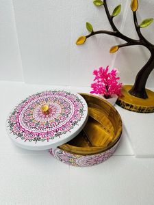 PERSONALIZED DESGIAN NATURAL WOODEN Premium Printed Home Wooden Tabletop Spice Box With Separate Compartments for Spices and " - Product Image 4