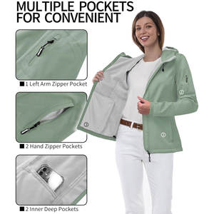 Chaqueta cortavientos Softshell para mujer de marca personalizada, a prueba de viento, diseño reflectante, descuentos por pedidos a granel - Product Image 4