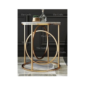 Table d'appoint de lit en fer de conception standard en couleur or et blanc Table d'appoint d'intérieur de meilleure qualité et la plus vendue - Product Image 3