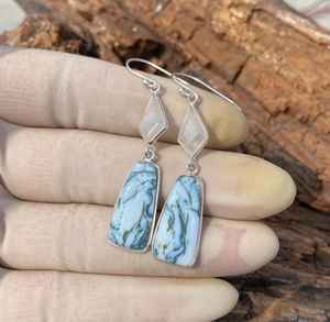 Pendientes artesanales de ágata verde musgo y piedra lunar, plata de ley 925, joyería de piedras preciosas para mujer, regalo. - Product Image 5