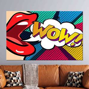 Impression sur toile Pop Art Woman : décoration murale en verre trempé coloré et vibrant, toile enveloppée - Product Image 1