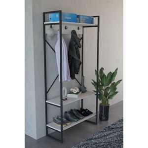 Porte-manteau double niveau Echo Premium moderne blanc, multi-usage, pour chapeaux, chaussures, vêtements, rangement, 180 cm - Product Image 1