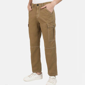 Pantalon cargo droit pour homme, style streetwear, inspiré des vêtements de travail, en sergé doux délavé, respirant et à séchage rapide - Product Image 2