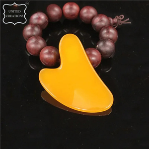 Pierre naturelle jaune Jade Gua Sha thérapie outil peau du visage levage outil de Massage pour le corps et le visage - Product Image 4