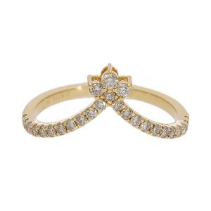 Anillo Clásico de Oro Amarillo de 14K con Baño de Rodio, Diseño Único de Doble Banda, Diamantes Naturales de Corte Brillante con Engaste de Puntas Divididas - Product Image 1