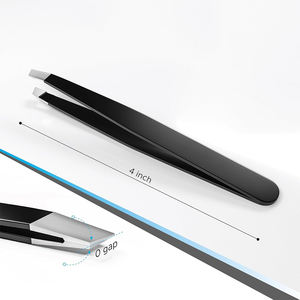 Pince à épiler en acier inoxydable recouverte de couleur noire, pointe inclinée, 4 pouces, pour enlever les poils du front, pince à épiler pour la beauté - Product Image 2