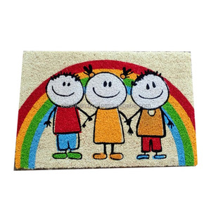 Meilleure vente de tapis de porte en fibre de coco élégant utilisation en intérieur support en PVC imprimé marron naturel motif de logo antidérapant paillasson de porte élégant extérieur - Product Image 5