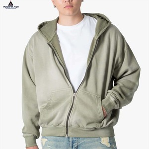 OEM Bán Buôn Người Đàn Ông Của Cổ Điển Axit Rửa Hoodies Biểu Tượng Tùy Chỉnh Chữ Phun In 100% Bông Heavyweight Zip up Hoodies Cho Nam Giới - Product Image 1
