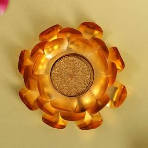 Portavelas de luz de té con forma de loto de color dorado para decoración de hogar, oficina y boda, bellamente hecho a mano de Metal de buena calidad - Product Image 3