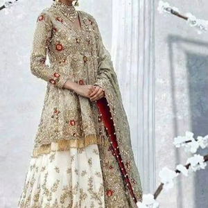 Pakistanaise mariée Maxy robes de mariée élégantes pour les mariées artisanales broderie traditionnelle grande taille cristal dentelle mousseline de soie - Product Image 1