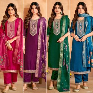 Vente en gros indienne et fabrication de Salwar Kameez en soie Vichitra lourde avec collections de robes traditionnelles à bas prix pour costume de femme - Product Image 6