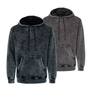 Sudadera con capucha Unisex clásica desgastada con lavado ácido personalizable 100% algodón de gran tamaño recortada moda estampado bordado sudadera hombres - Product Image 4