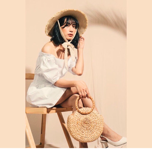 Bolso de playa de ratán de jacinto de agua Natural ecológico, cesta de paja tejida artesanal para mujer, venta al por mayor de Vietnam - Product Image 4