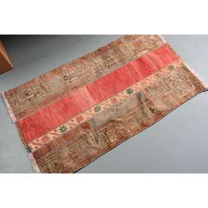 Alfombra Turca Vintage de Gran Tamaño, 220 x 370 pies, Color Rojo Beige, Ecológica, Estilo Clásico, Rectangular, Diseño Abstracto de Patchwork, Alfombra de Lana - Product Image 2