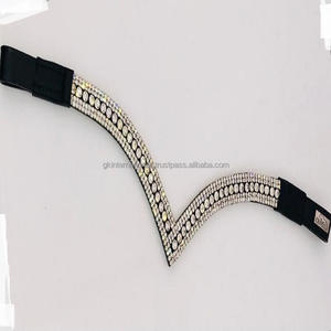 Banda de cuero prémium para cejas de caballo decorada con 5 filas de cristales transparentes brillantes, color negro o marrón Havana, novedad de 2023 - Product Image 6