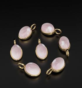 Personalizado mujeres curación Natural cuarzo rosa Piedra Rosa plata Lisa 925 hecho a mano bisel ajuste forma ovalada COLLAR COLGANTE encantos - Product Image 2